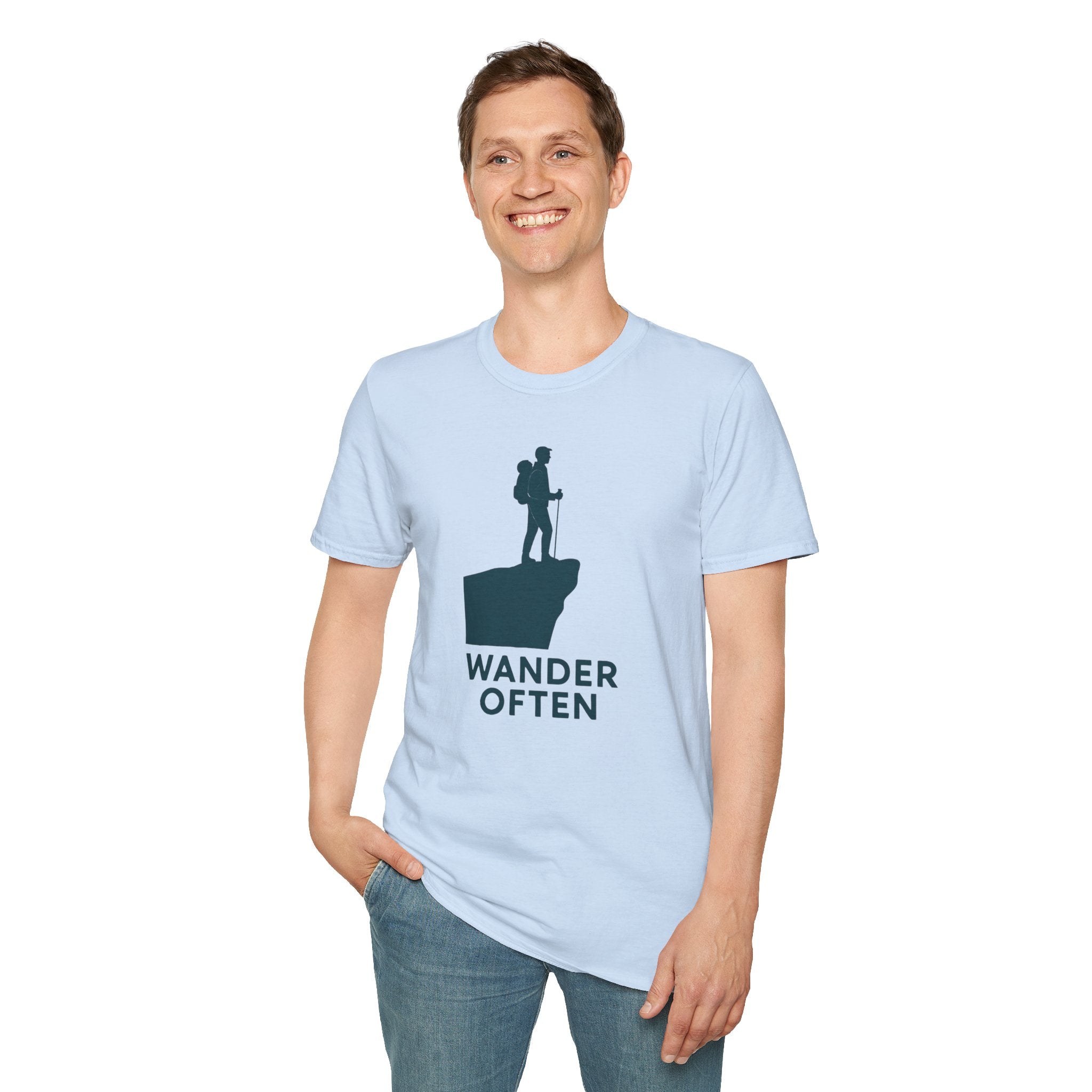 "Wander Often" Hiker on Cliff T-Shirt