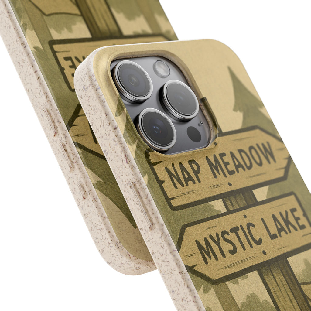 Biodegradable Phone Case — 'Nap Meadow' Mystic Lake Camping Design