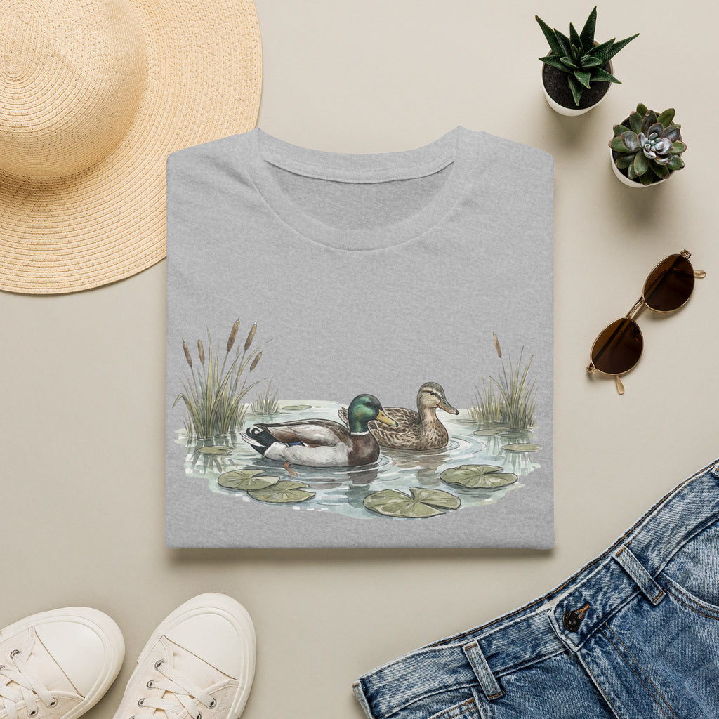 Duck Pair T-Shirt — Watercolor Mallard Ducks on Pond Nature Tee