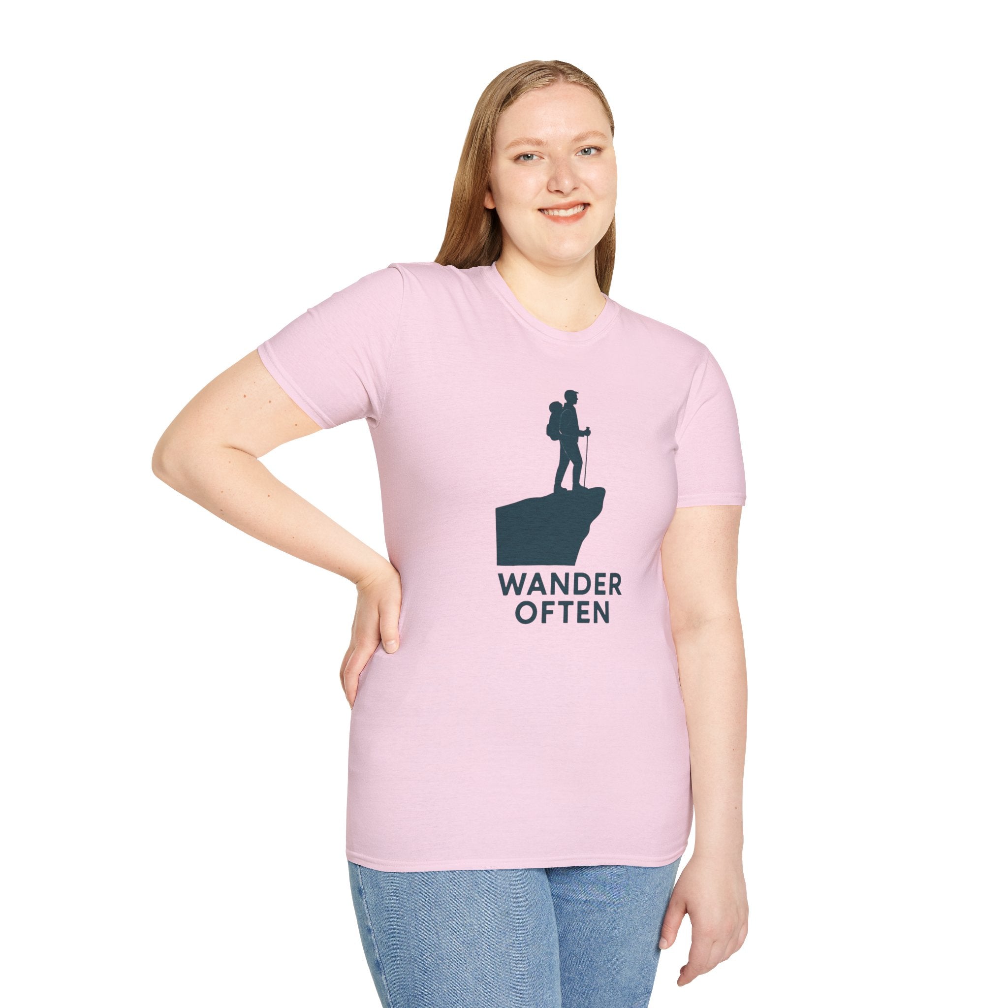 "Wander Often" Hiker on Cliff T-Shirt