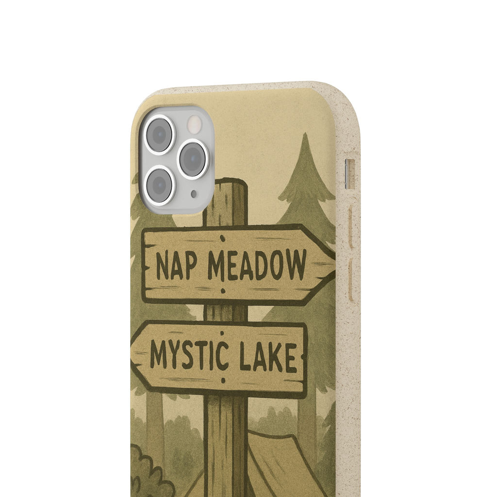 Biodegradable Phone Case — 'Nap Meadow' Mystic Lake Camping Design