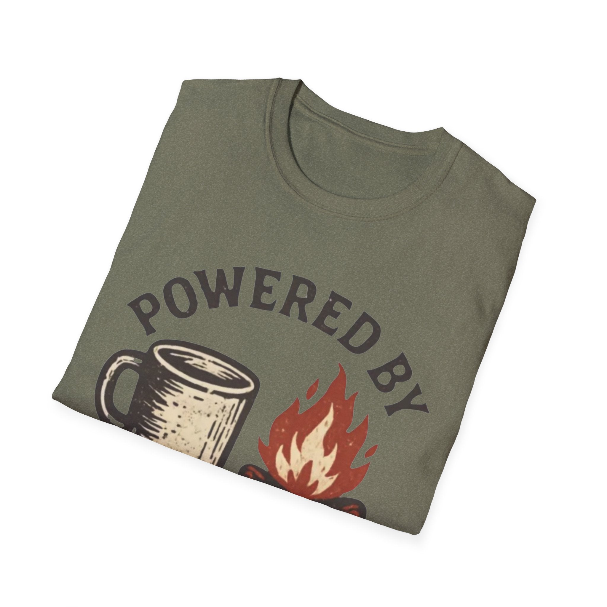Powered By Coffee And Campfires Vintage Camping T-Shirt