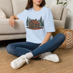 Vintage Cozy Cabin T-Shirt — Faded Pine Tree Cabin Tee