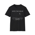 Into The Wild Canoe T-Shirt - Minimal Night Sky Lake Camping Tee