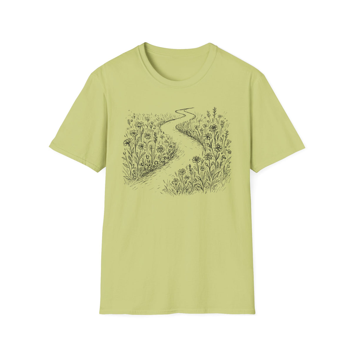 Winding Path Through The Meadow Floral T-Shirt