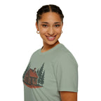 Vintage Cozy Cabin T-Shirt — Faded Pine Tree Cabin Tee