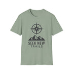 "Seek New Trails" Compass Over Mountains T-Shirt