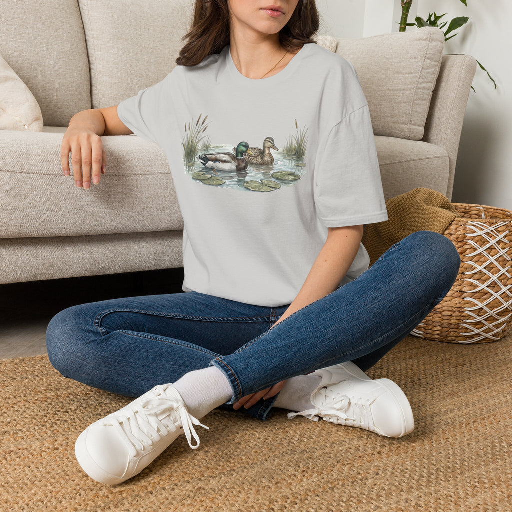 Duck Pair T-Shirt — Watercolor Mallard Ducks on Pond Nature Tee