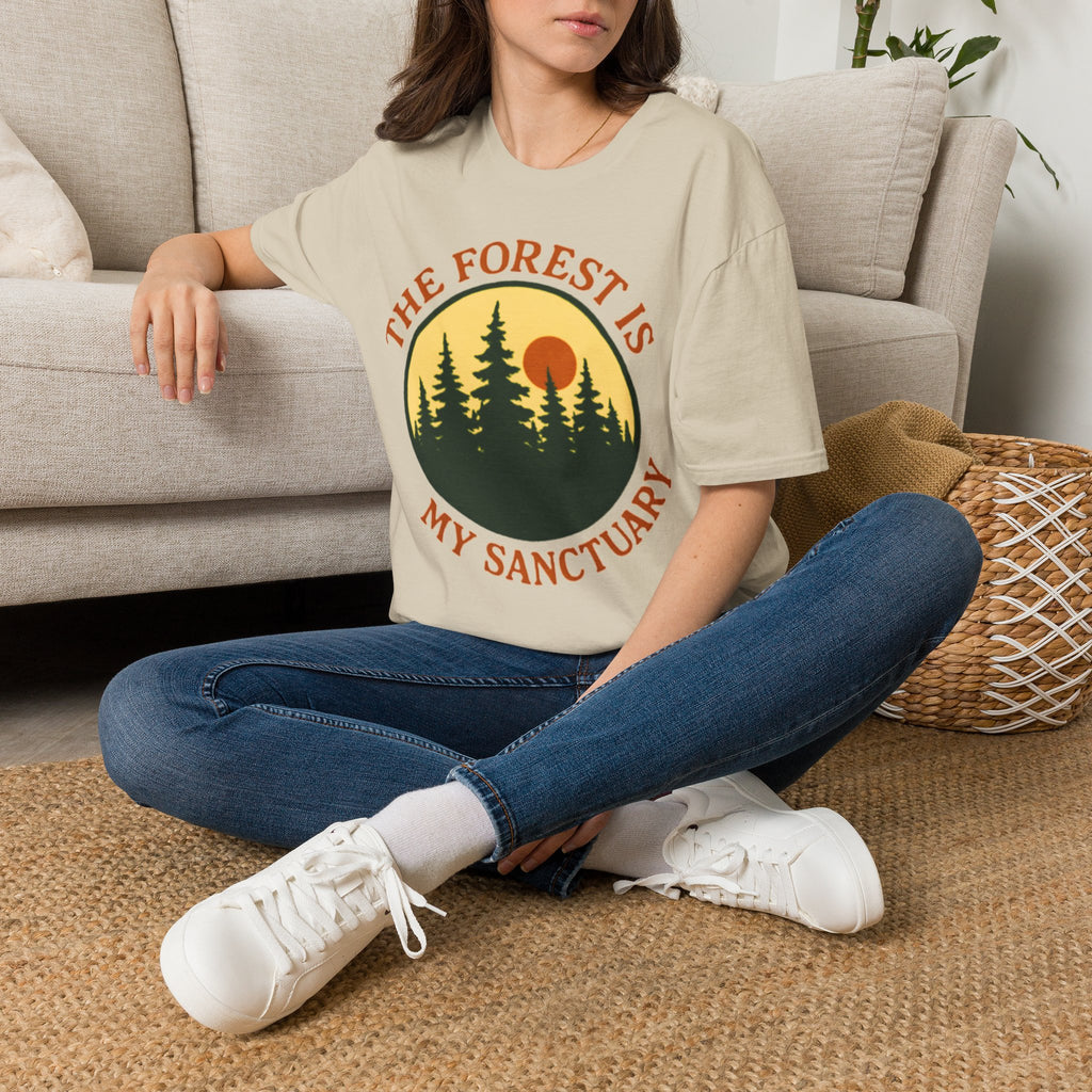 "The Forest Is My Sanctuary" Pines Sunset Graphic Tee Shirt