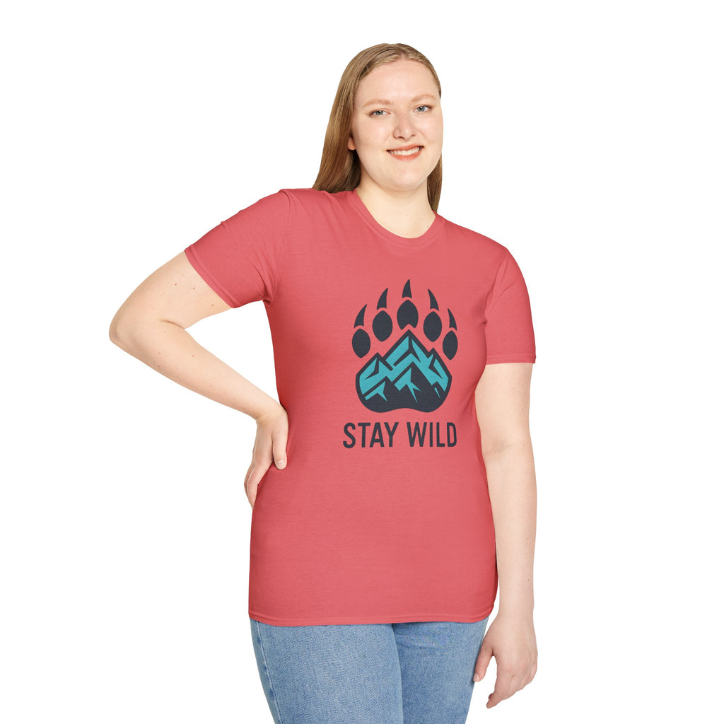 "Stay Wild" Bear Footprint Mountain Emblem T-Shirt