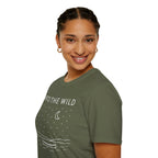 Into The Wild Canoe T-Shirt - Minimal Night Sky Lake Camping Tee