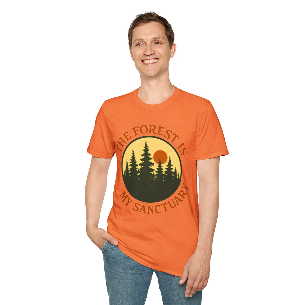 "The Forest Is My Sanctuary" Pines Sunset Graphic Tee Shirt