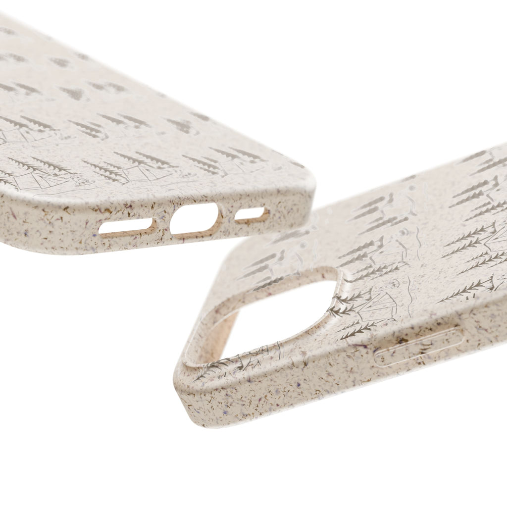 Biodegradable Phone Case — Eco-Friendly Forest Sketch Pattern