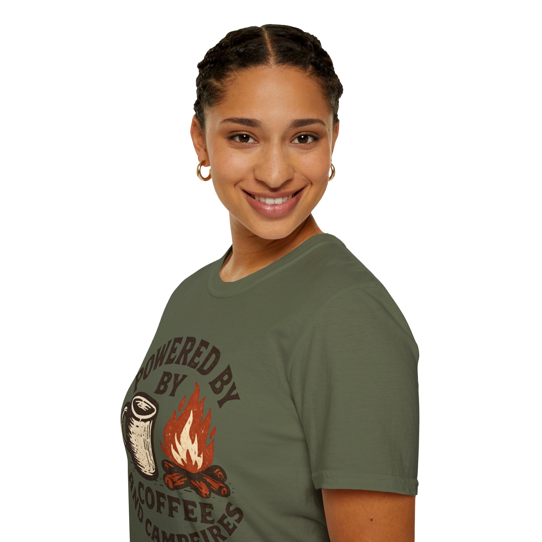 Powered By Coffee And Campfires Vintage Camping T-Shirt