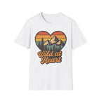 "Wild at Heart" Mountain Heart Retro Sunset Nature Tee Shirt