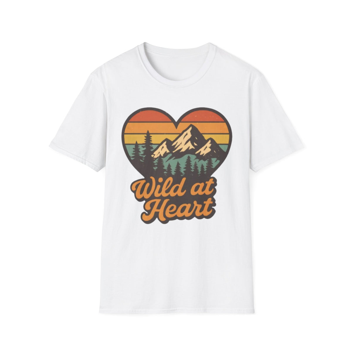 "Wild at Heart" Mountain Heart Retro Sunset Nature Tee Shirt
