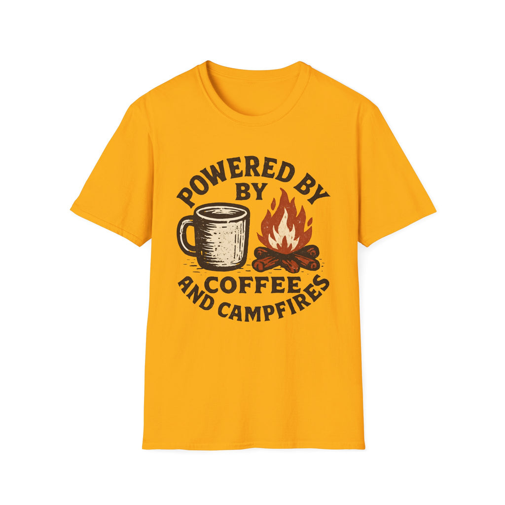 Powered By Coffee And Campfires Vintage Camping T-Shirt