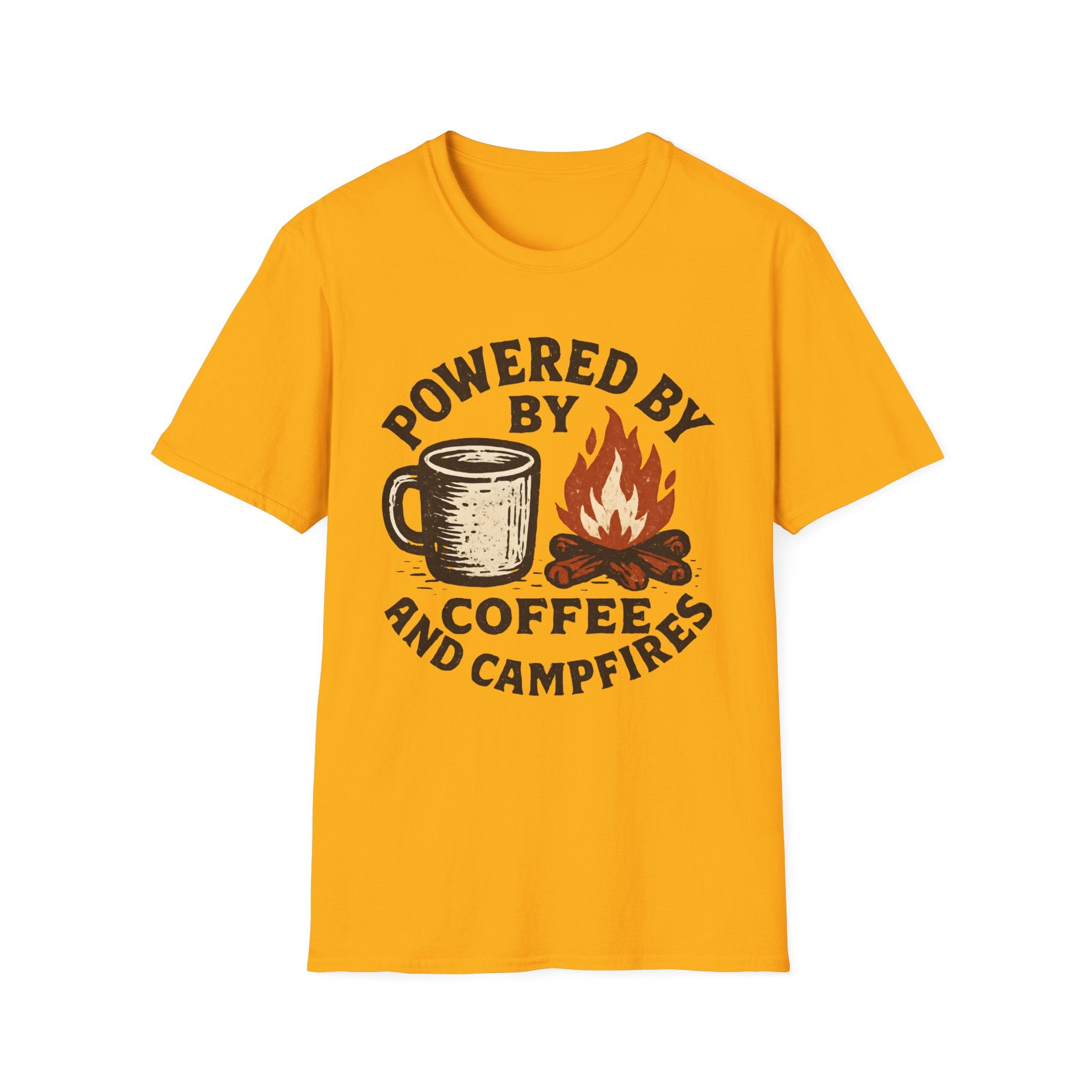 Powered By Coffee And Campfires Vintage Camping T-Shirt