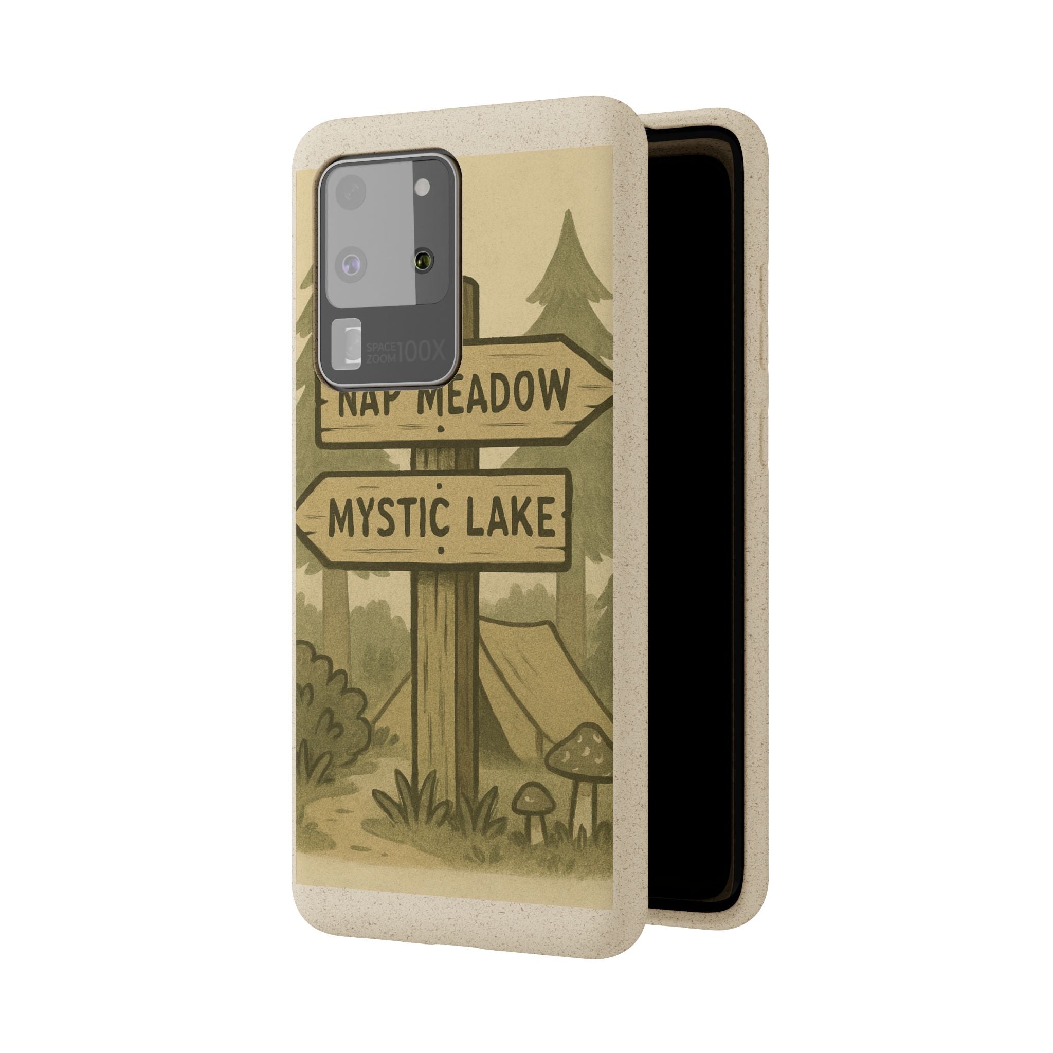 Biodegradable Phone Case — 'Nap Meadow' Mystic Lake Camping Design