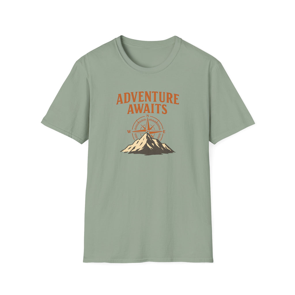 "Adventure Awaits" Compass & Mountain T-Shirt