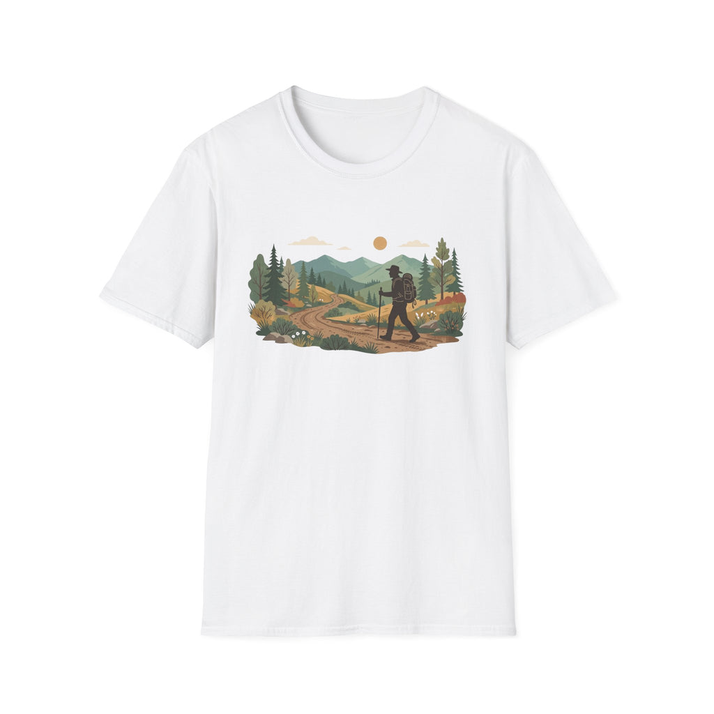 Hiker Mountain Sunset T-Shirt — Scenic Trail Adventure Tee