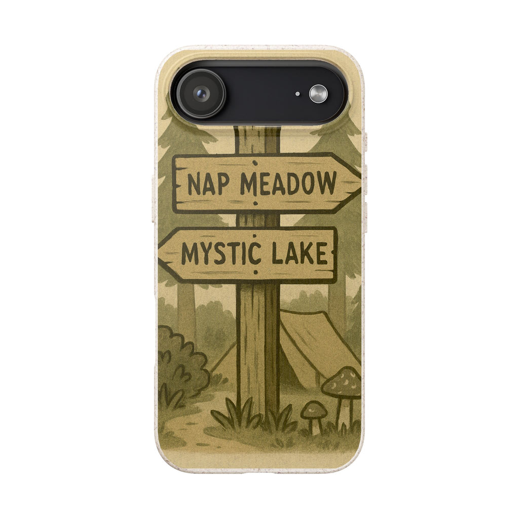 Biodegradable Phone Case — 'Nap Meadow' Mystic Lake Camping Design