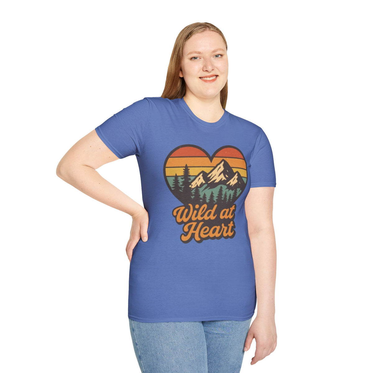"Wild at Heart" Mountain Heart Retro Sunset Nature Tee Shirt
