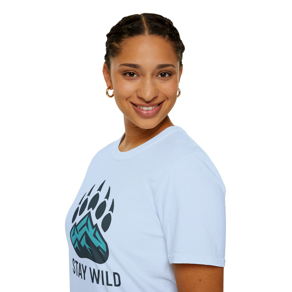 "Stay Wild" Bear Footprint Mountain Emblem T-Shirt