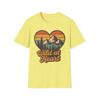 "Wild at Heart" Mountain Heart Retro Sunset Nature Tee Shirt