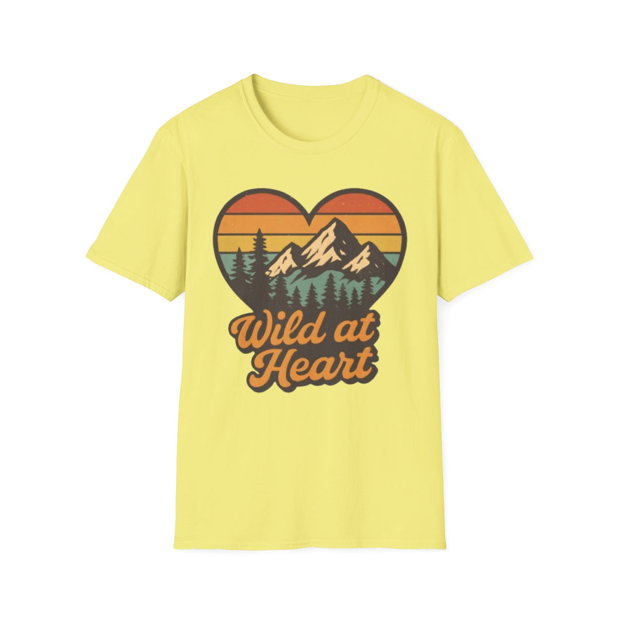 "Wild at Heart" Mountain Heart Retro Sunset Nature Tee Shirt