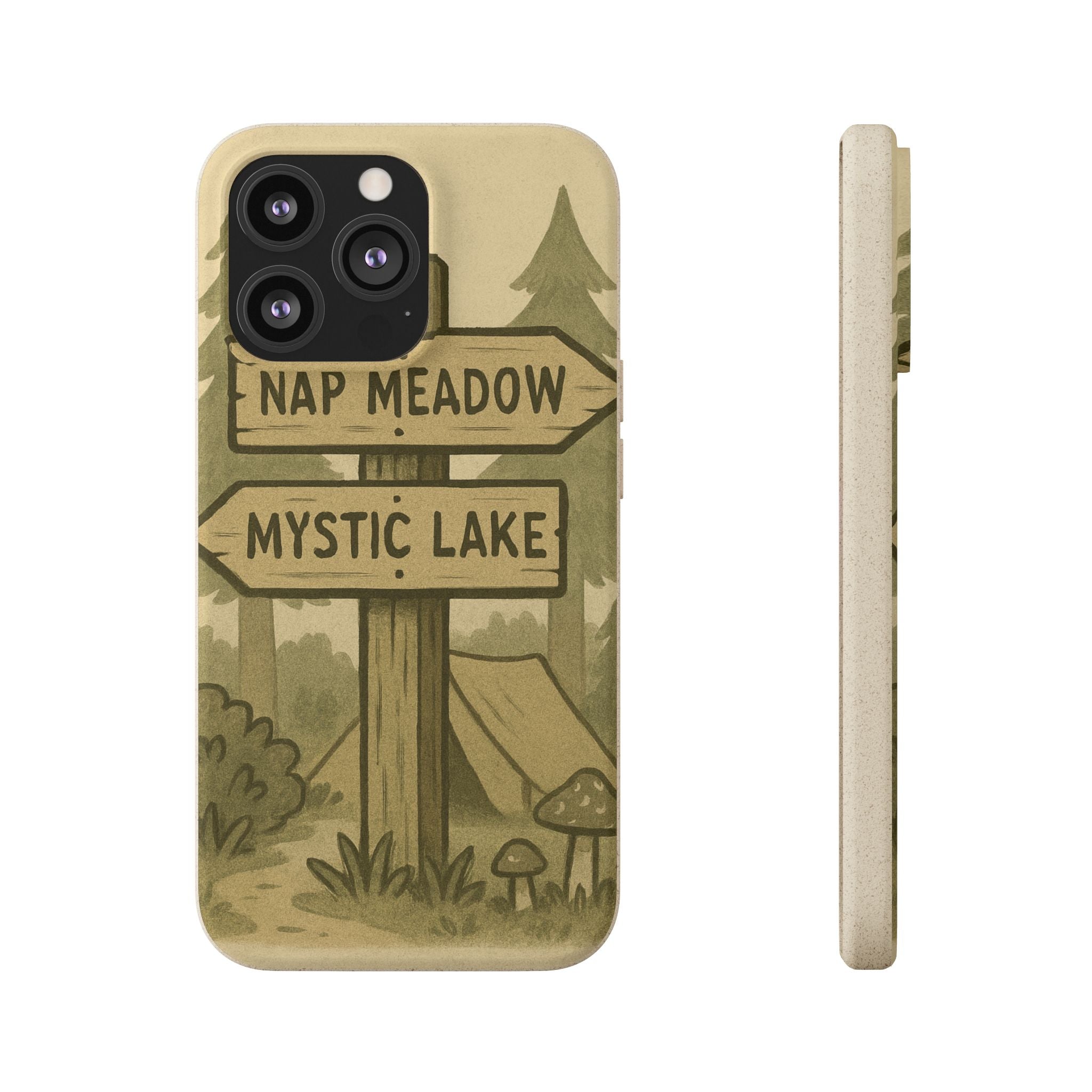 Biodegradable Phone Case — 'Nap Meadow' Mystic Lake Camping Design