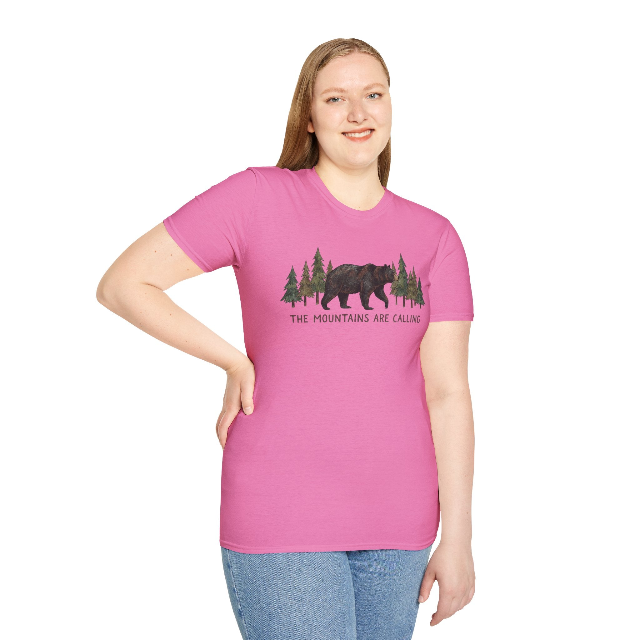 "The Mountains Are Calling" Bear and Pines T-Shirt — Outdoor Graphic Tee