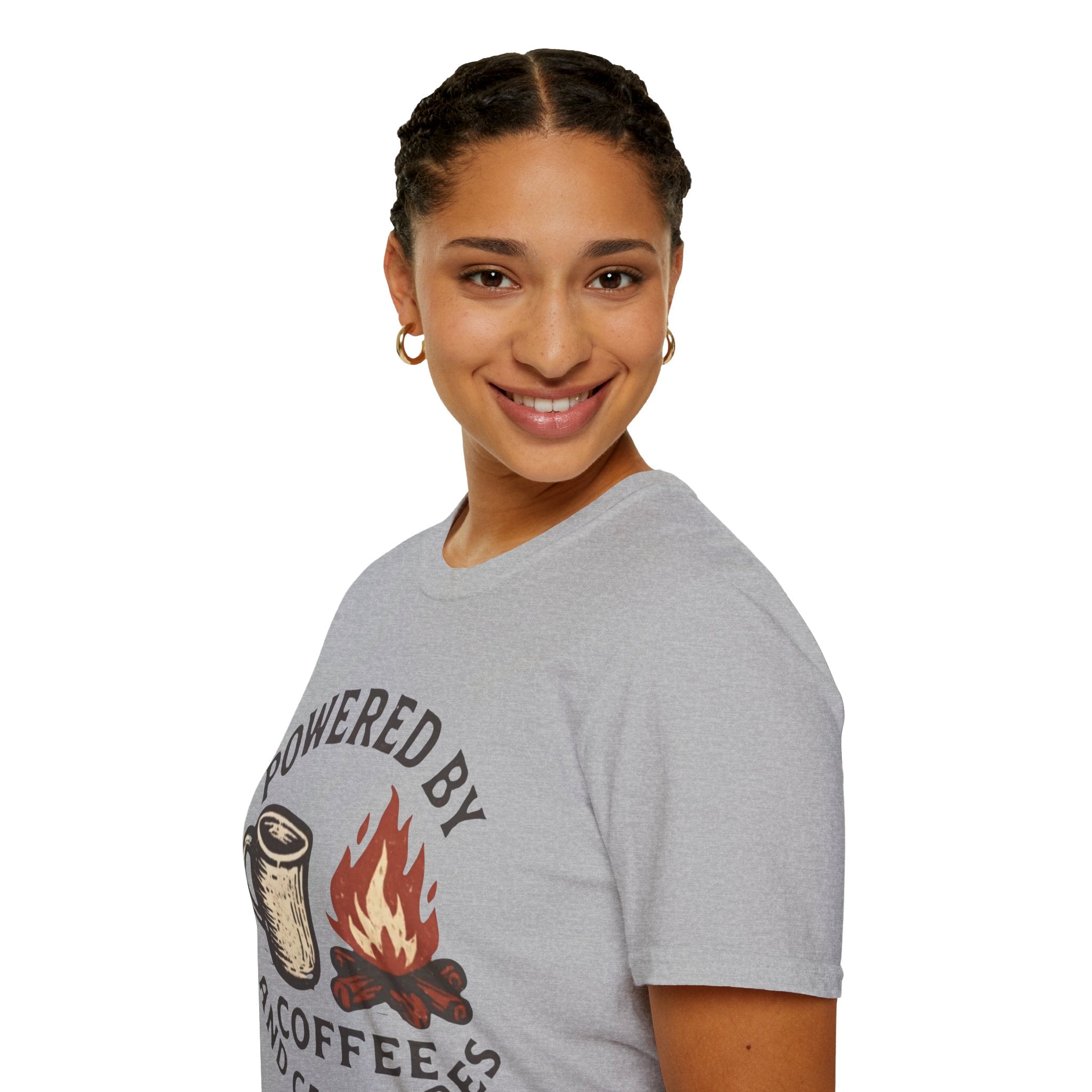 Powered By Coffee And Campfires Vintage Camping T-Shirt
