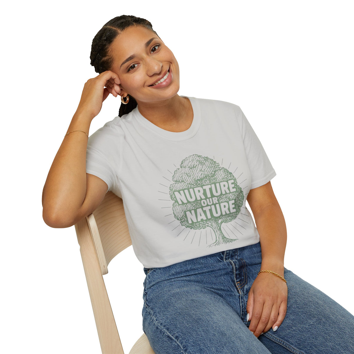 "Nurture Our Nature" Tree T-Shirt – Eco-Friendly Conservation Tee Shirt