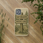 Biodegradable Phone Case — 'Nap Meadow' Mystic Lake Camping Design