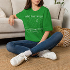Into The Wild Canoe T-Shirt - Minimal Night Sky Lake Camping Tee