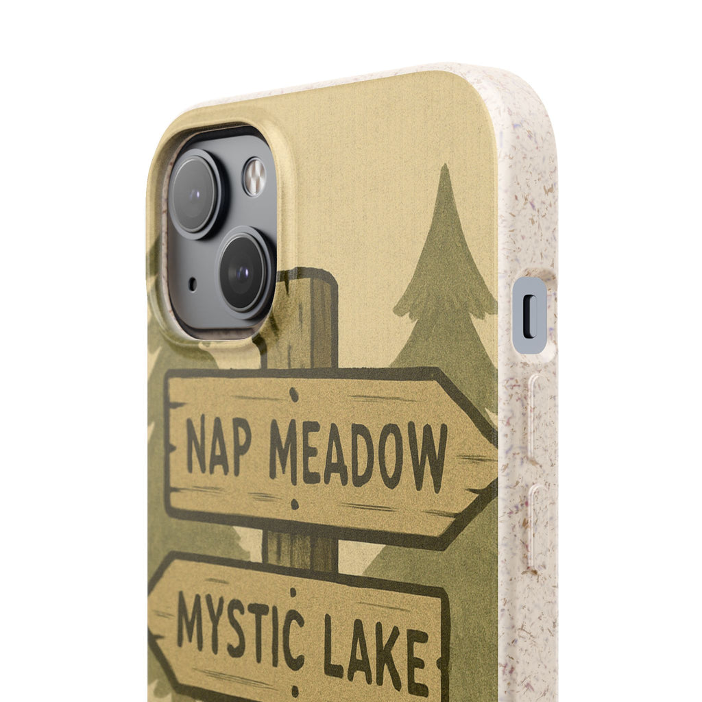 Biodegradable Phone Case — 'Nap Meadow' Mystic Lake Camping Design