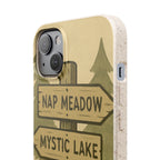 Biodegradable Phone Case — 'Nap Meadow' Mystic Lake Camping Design