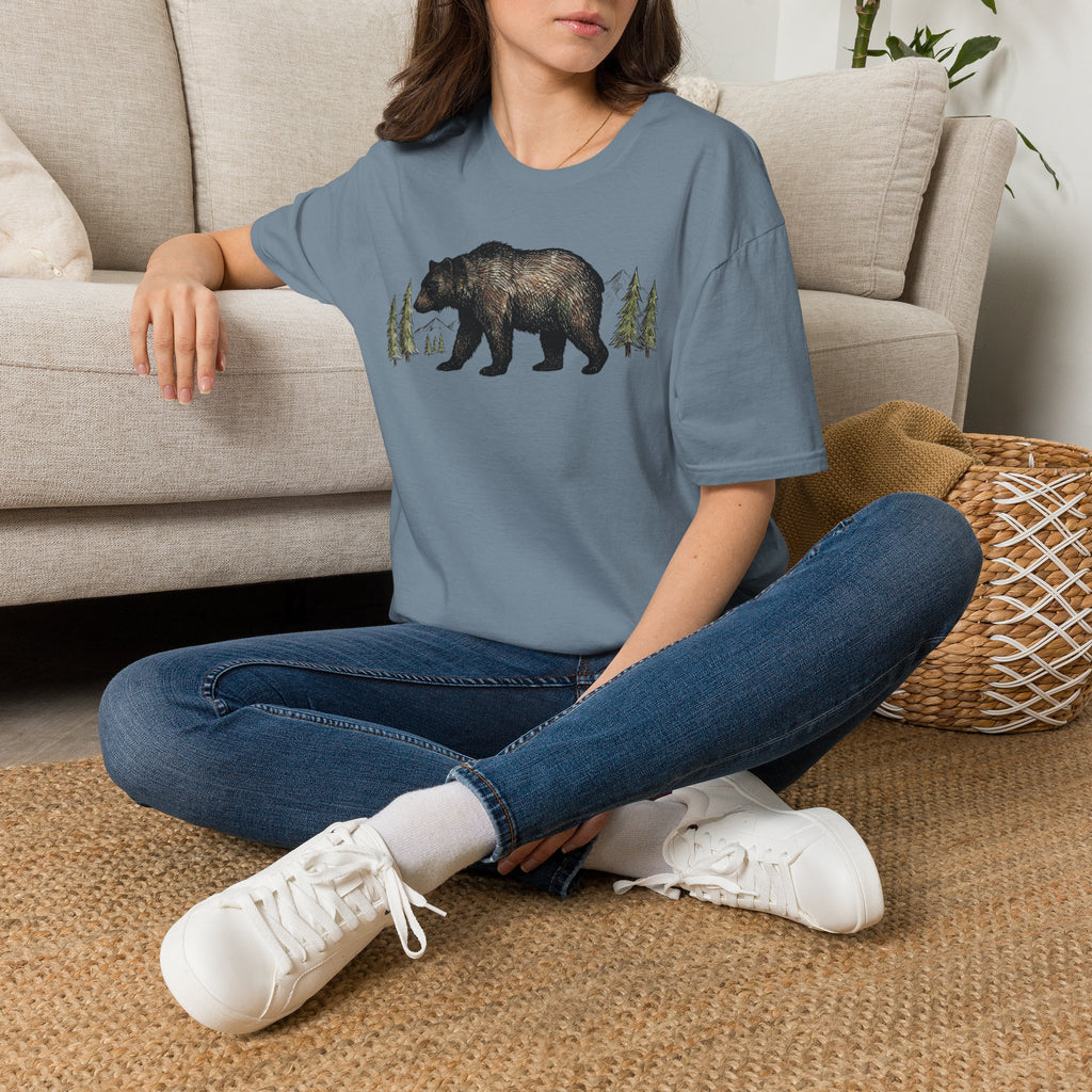 Bear & Forest T‑Shirt - Rustic Woodland Graphic Tee