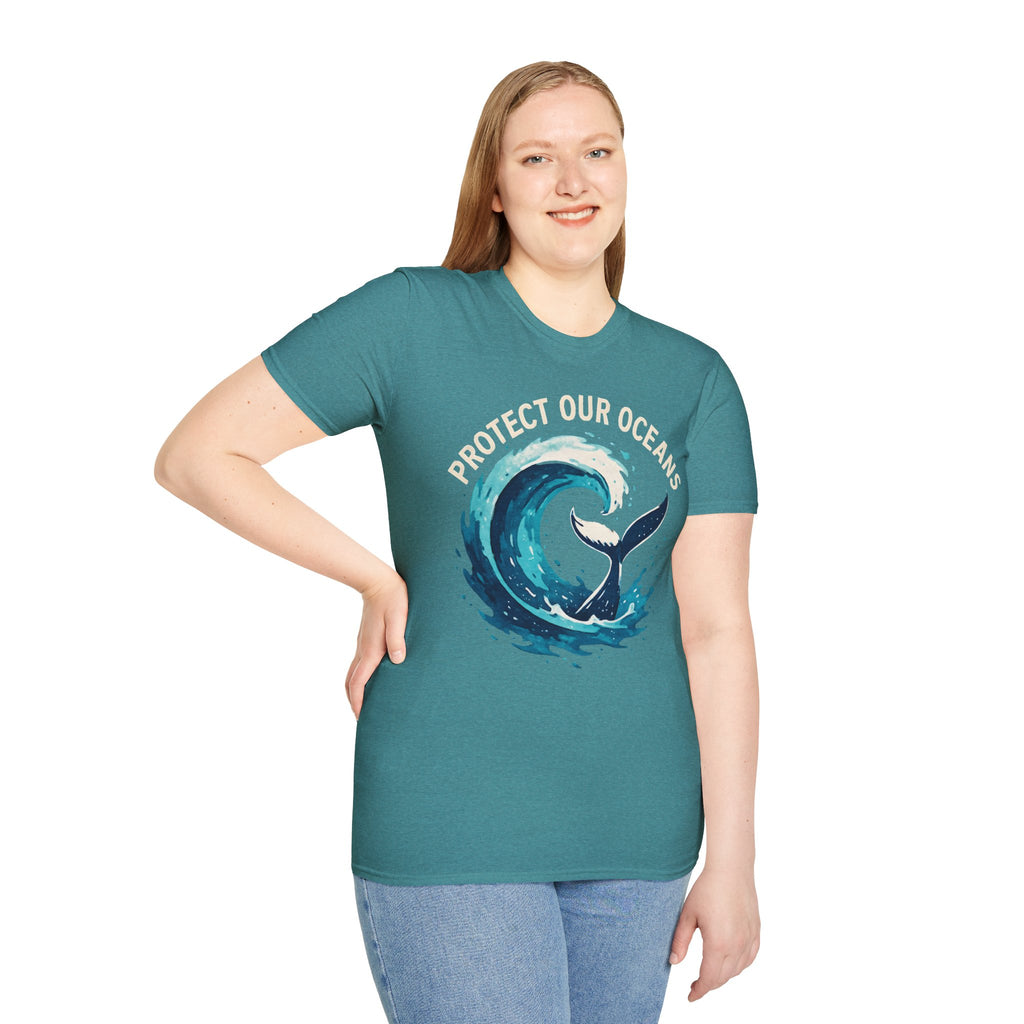 "Protect Our Oceans" Wave Whale Conservation T-Shirt