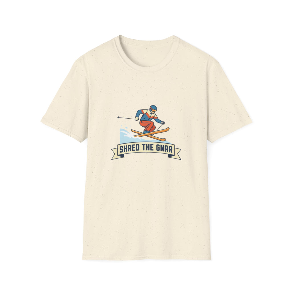 Shred the Gnar Skier T-Shirt | Retro Skiing Graphic