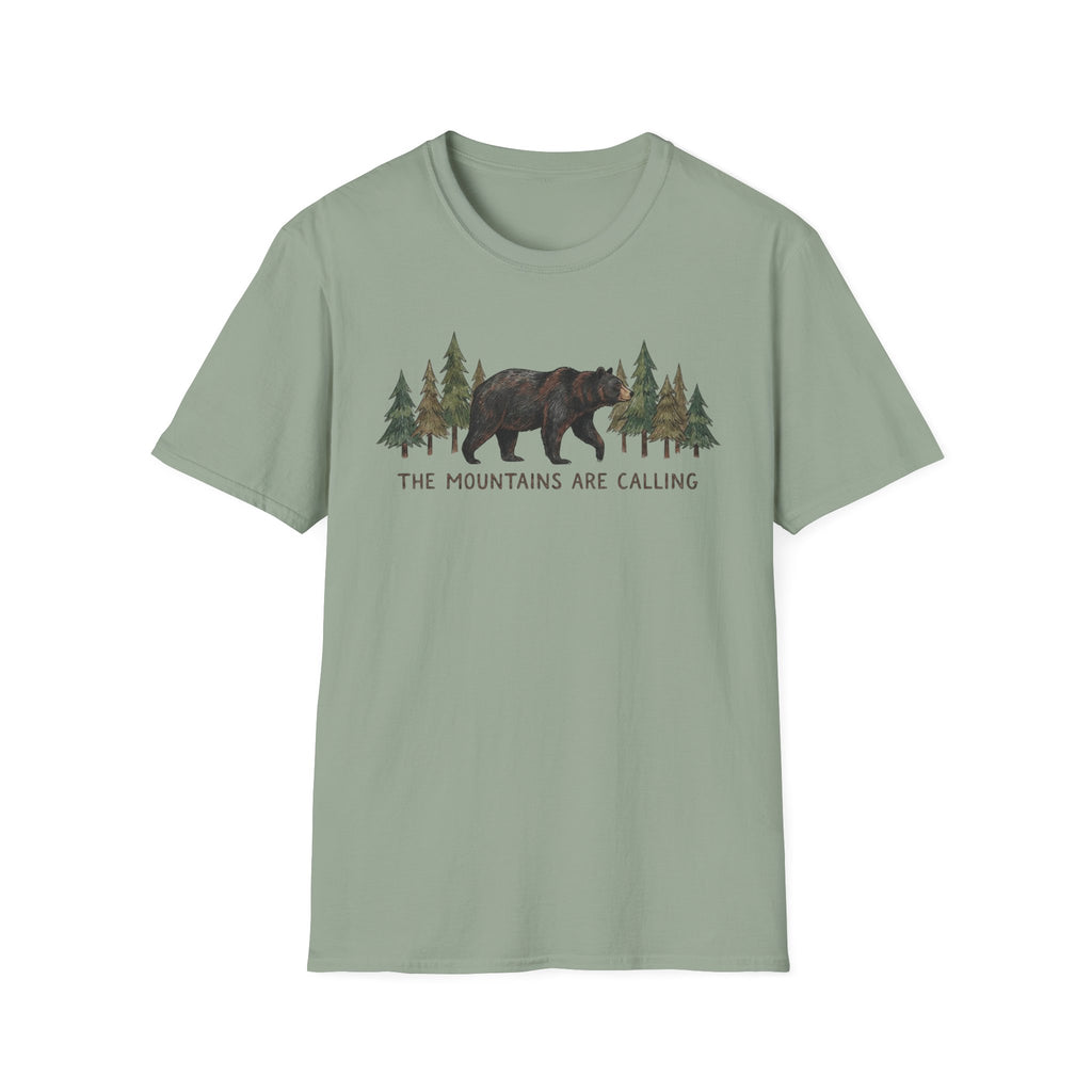 "The Mountains Are Calling" Bear and Pines T-Shirt — Outdoor Graphic Tee