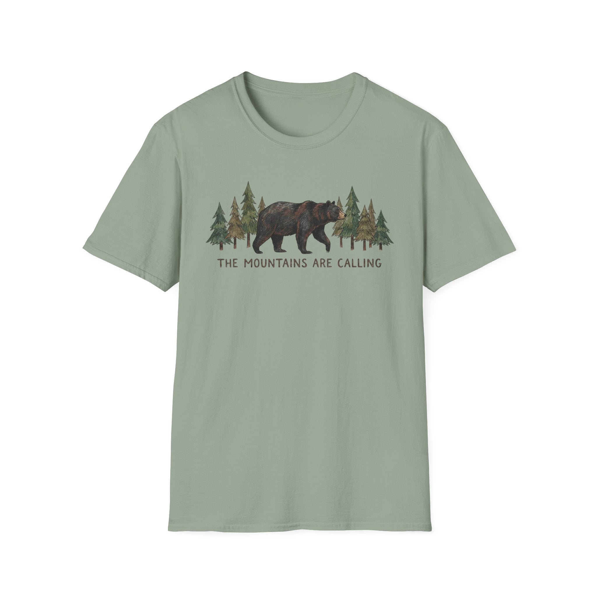 "The Mountains Are Calling" Bear and Pines T-Shirt — Outdoor Graphic Tee