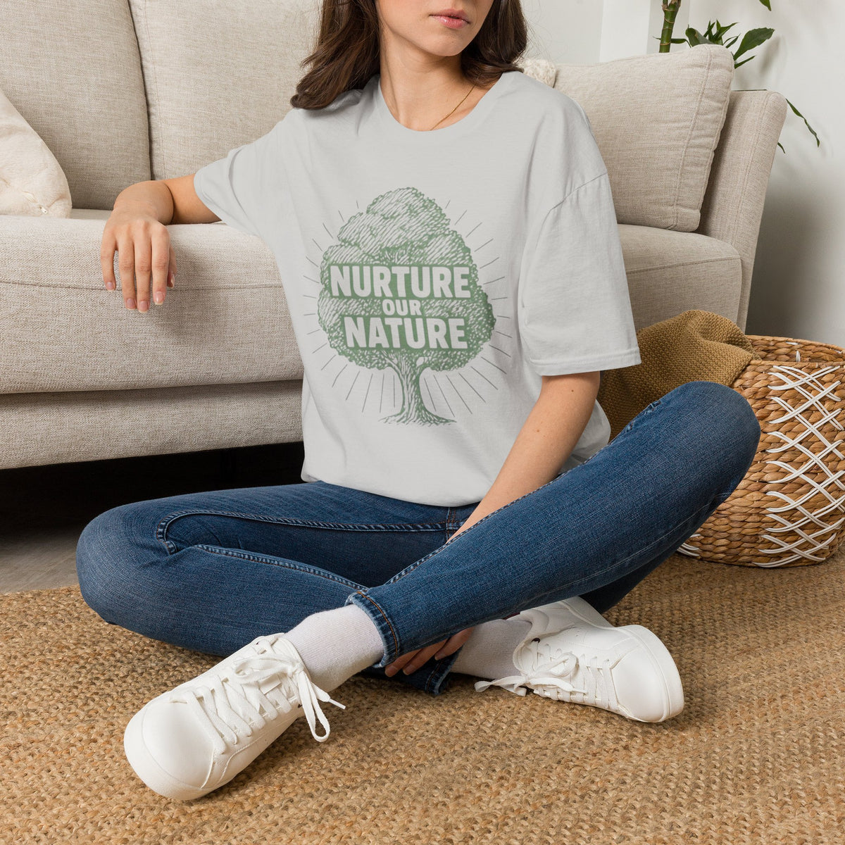 "Nurture Our Nature" Tree T-Shirt – Eco-Friendly Conservation Tee Shirt