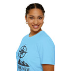 "Seek New Trails" Compass Over Mountains T-Shirt