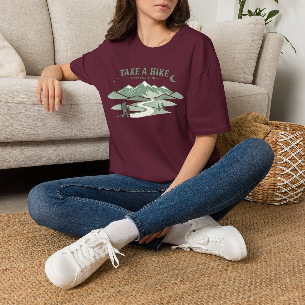 "Take A Hike & Breathe It In" Outdoor Hiking Graphic Tee