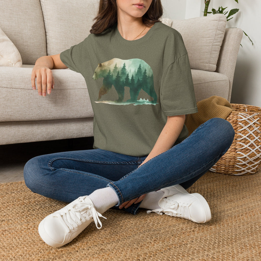 Forest Bear T-Shirt — Watercolor Woodland Bear Graphic Tee Shirt