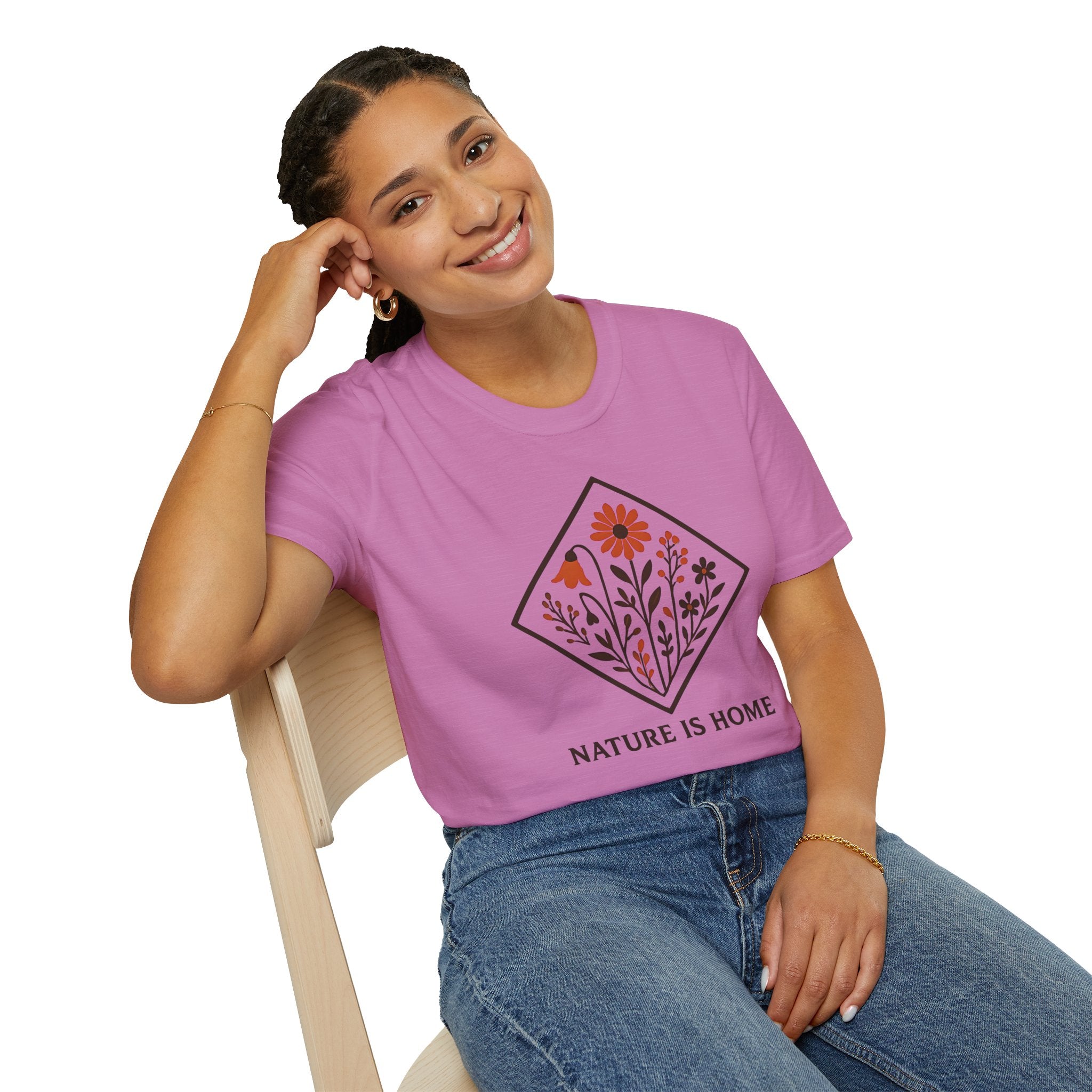 Floral Motif "Nature Is Home" T-Shirt