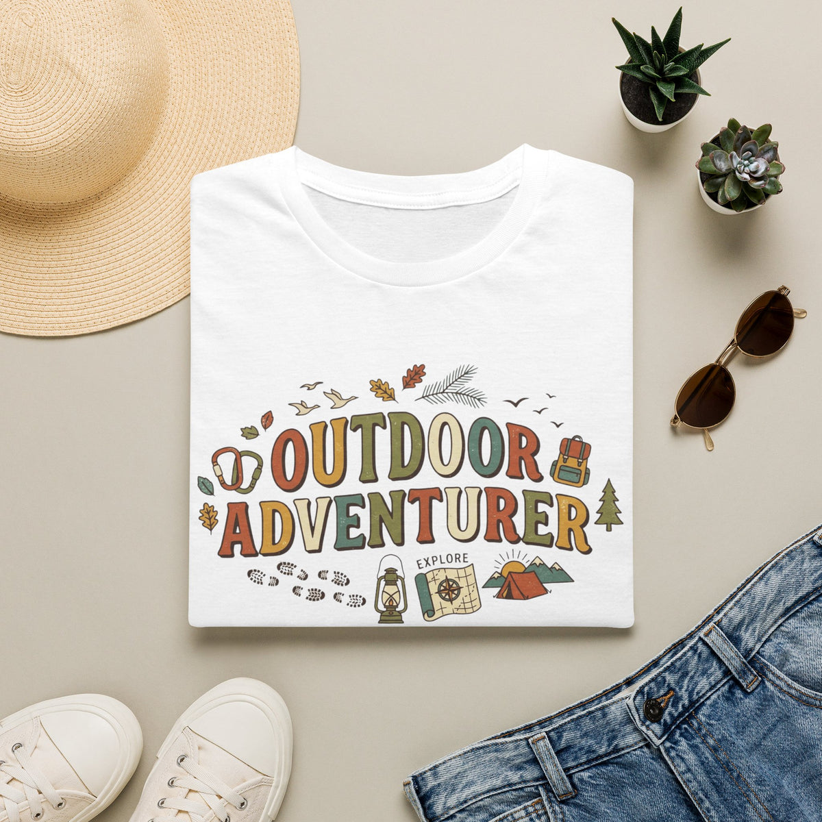 "Outdoor Adventurer" T‑Shirt Camping, Hiking & Exploration Graphic Tee Shirt