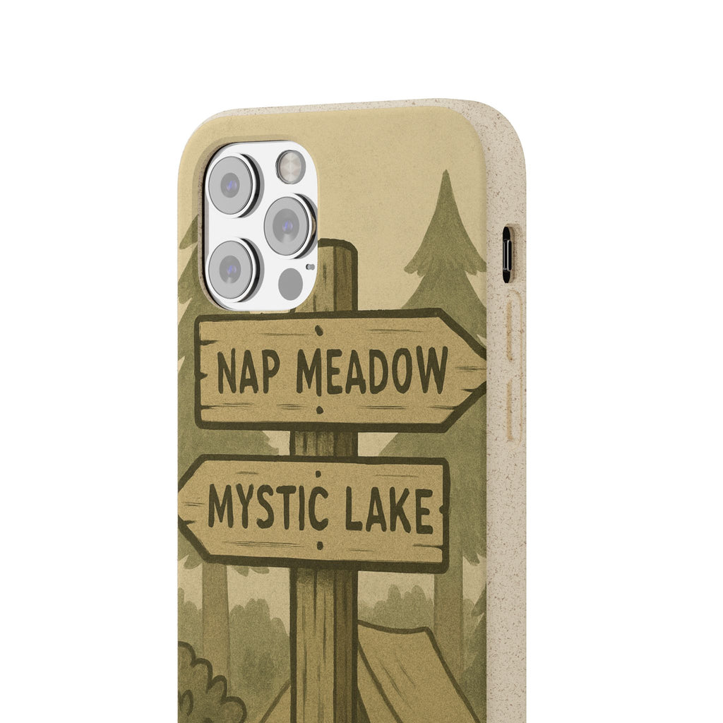 Biodegradable Phone Case — 'Nap Meadow' Mystic Lake Camping Design